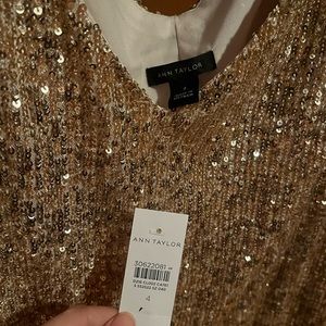 Gold Sequin New Years Dress Ann Taylor Size 4